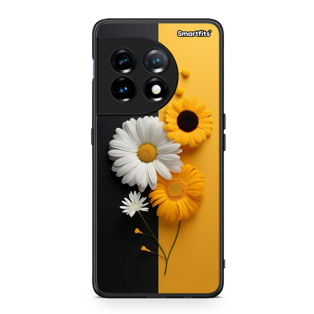 Θήκη OnePlus 11 5G Yellow Daisies από τη Smartfits με σχέδιο στο πίσω μέρος και μαύρο περίβλημα | OnePlus 11 5G Yellow Daisies Case with Colorful Back and Black Bezels