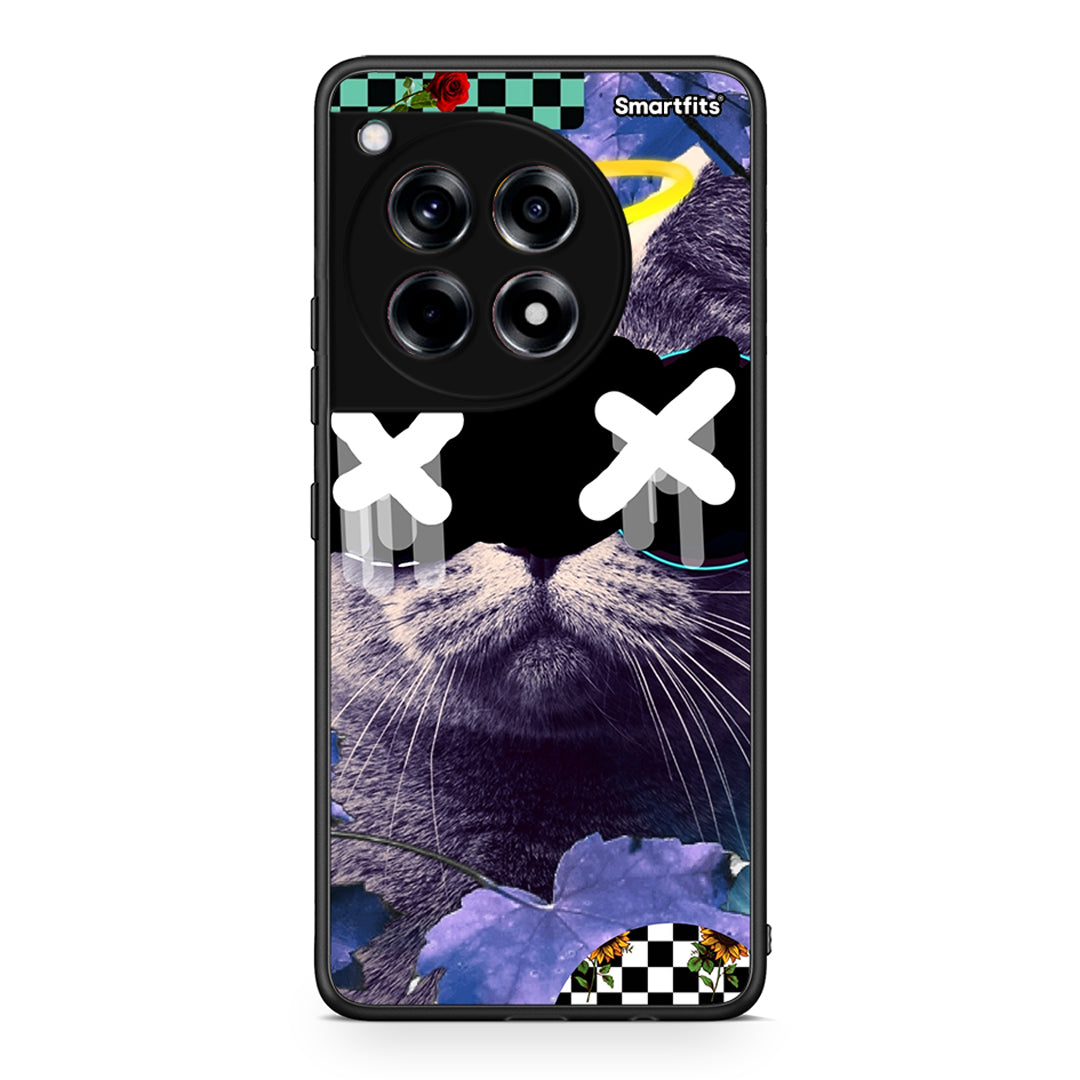 OnePlus 12 Cat Collage θήκη από τη Smartfits με σχέδιο στο πίσω μέρος και μαύρο περίβλημα | Smartphone case with colorful back and black bezels by Smartfits