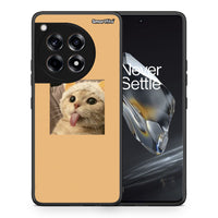 Thumbnail for Θήκη OnePlus 12 Cat Tongue από τη Smartfits με σχέδιο στο πίσω μέρος και μαύρο περίβλημα | OnePlus 12 Cat Tongue case with colorful back and black bezels