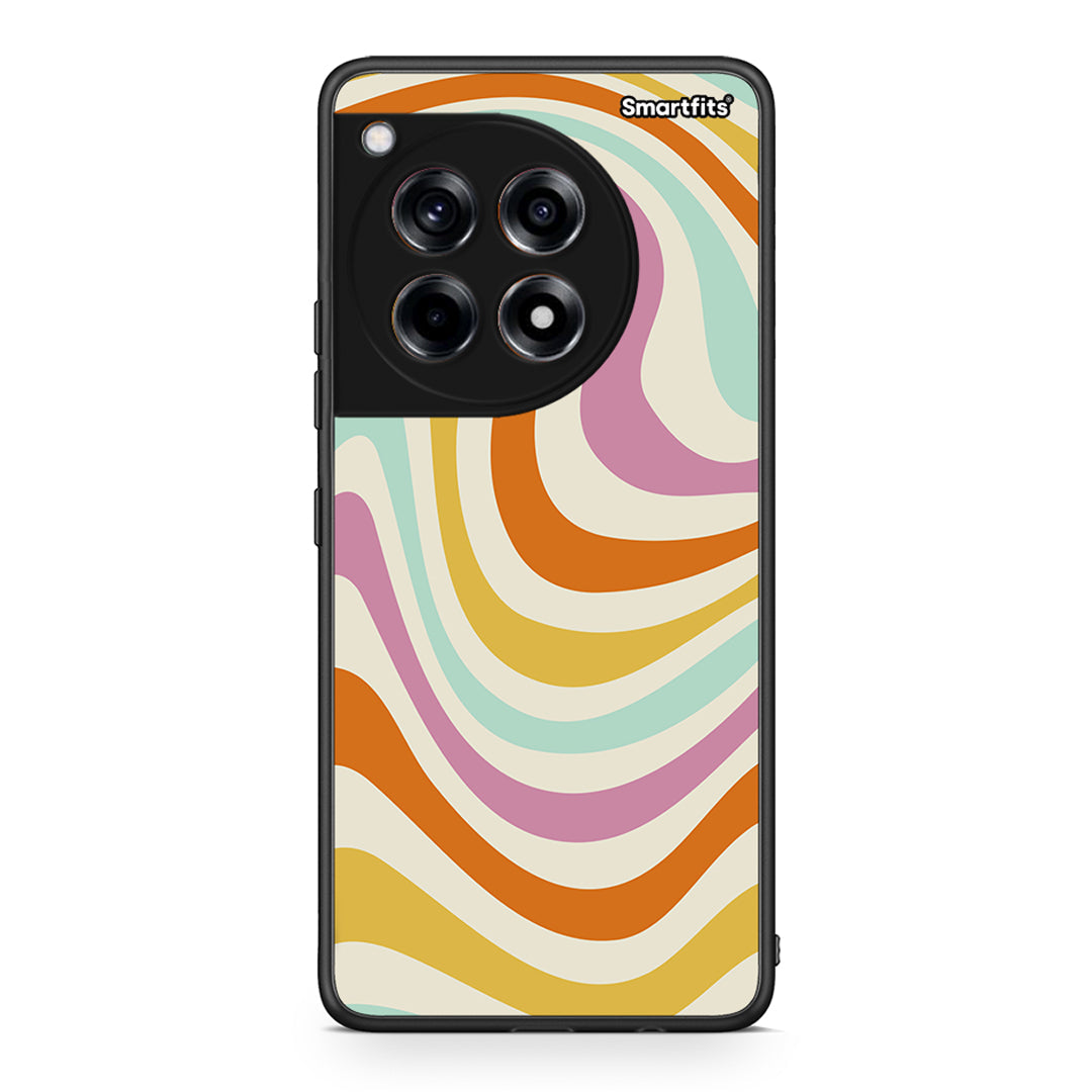 OnePlus 12 Colourful Waves θήκη από τη Smartfits με σχέδιο στο πίσω μέρος και μαύρο περίβλημα | Smartphone case with colorful back and black bezels by Smartfits