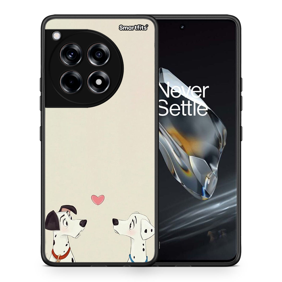 Θήκη OnePlus 12 Dalmatians Love από τη Smartfits με σχέδιο στο πίσω μέρος και μαύρο περίβλημα | OnePlus 12 Dalmatians Love case with colorful back and black bezels