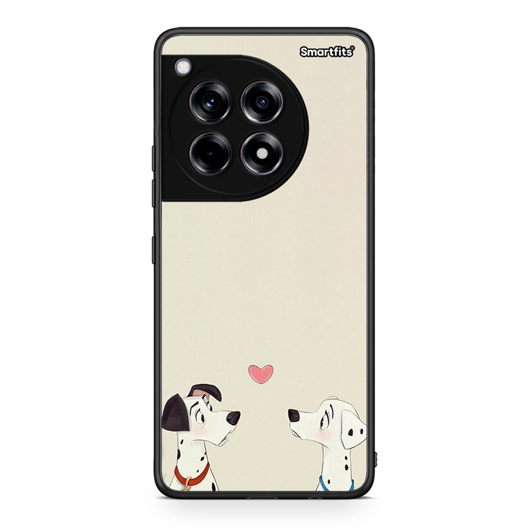 OnePlus 12 Dalmatians Love θήκη από τη Smartfits με σχέδιο στο πίσω μέρος και μαύρο περίβλημα | Smartphone case with colorful back and black bezels by Smartfits