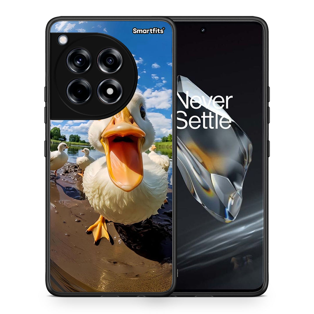 Θήκη OnePlus 12 Duck Face από τη Smartfits με σχέδιο στο πίσω μέρος και μαύρο περίβλημα | OnePlus 12 Duck Face case with colorful back and black bezels