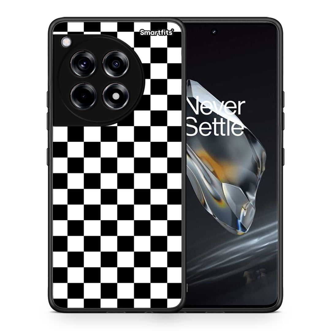 Θήκη OnePlus 12 Squares Geometric από τη Smartfits με σχέδιο στο πίσω μέρος και μαύρο περίβλημα | OnePlus 12 Squares Geometric case with colorful back and black bezels