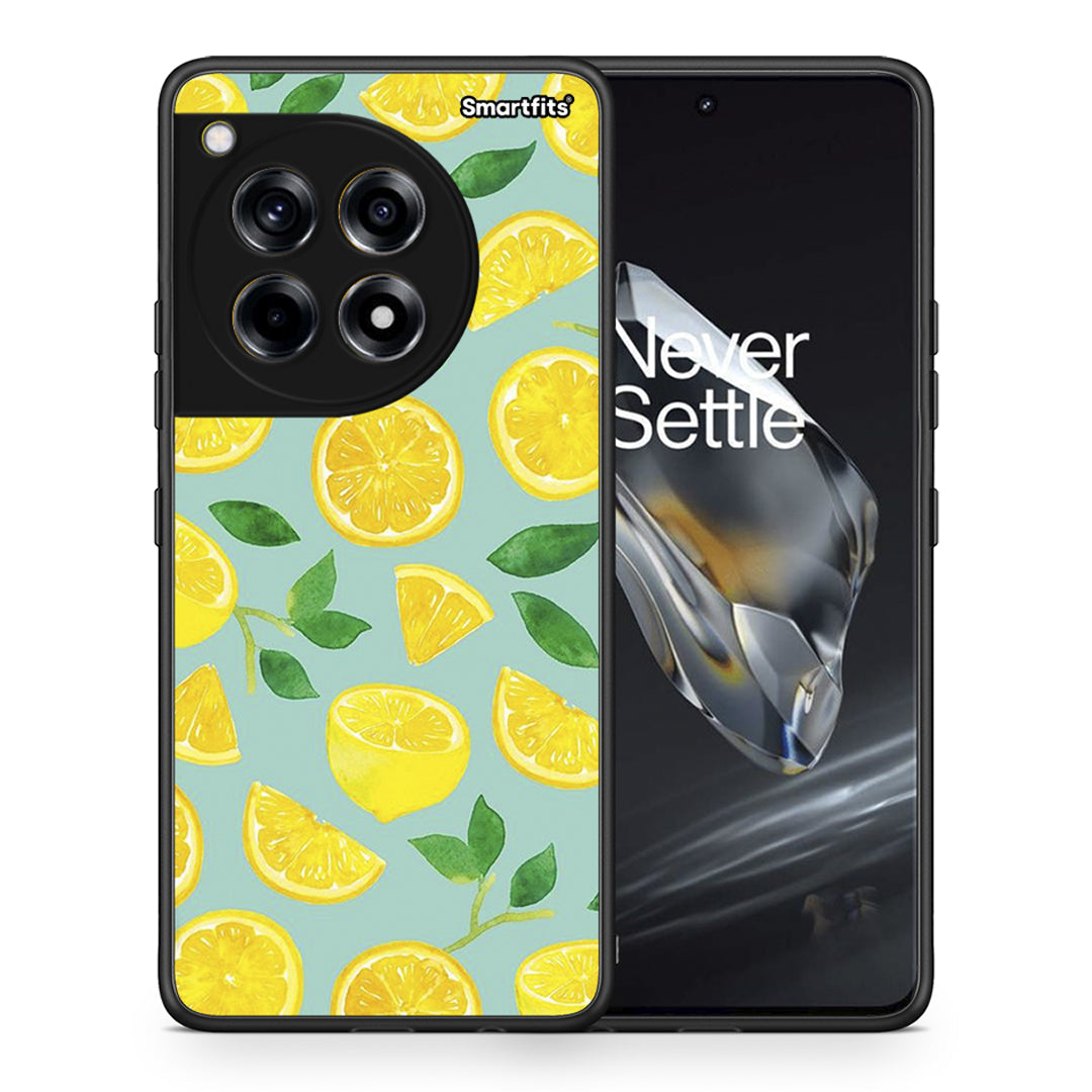 Θήκη OnePlus 12 Lemons από τη Smartfits με σχέδιο στο πίσω μέρος και μαύρο περίβλημα | OnePlus 12 Lemons case with colorful back and black bezels