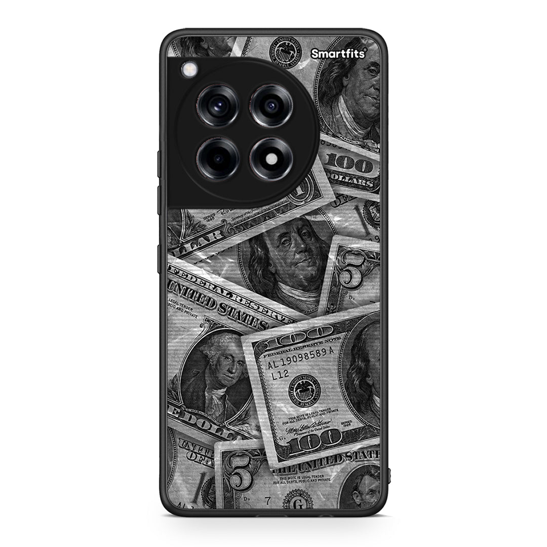 OnePlus 12 Money Dollars θήκη από τη Smartfits με σχέδιο στο πίσω μέρος και μαύρο περίβλημα | Smartphone case with colorful back and black bezels by Smartfits