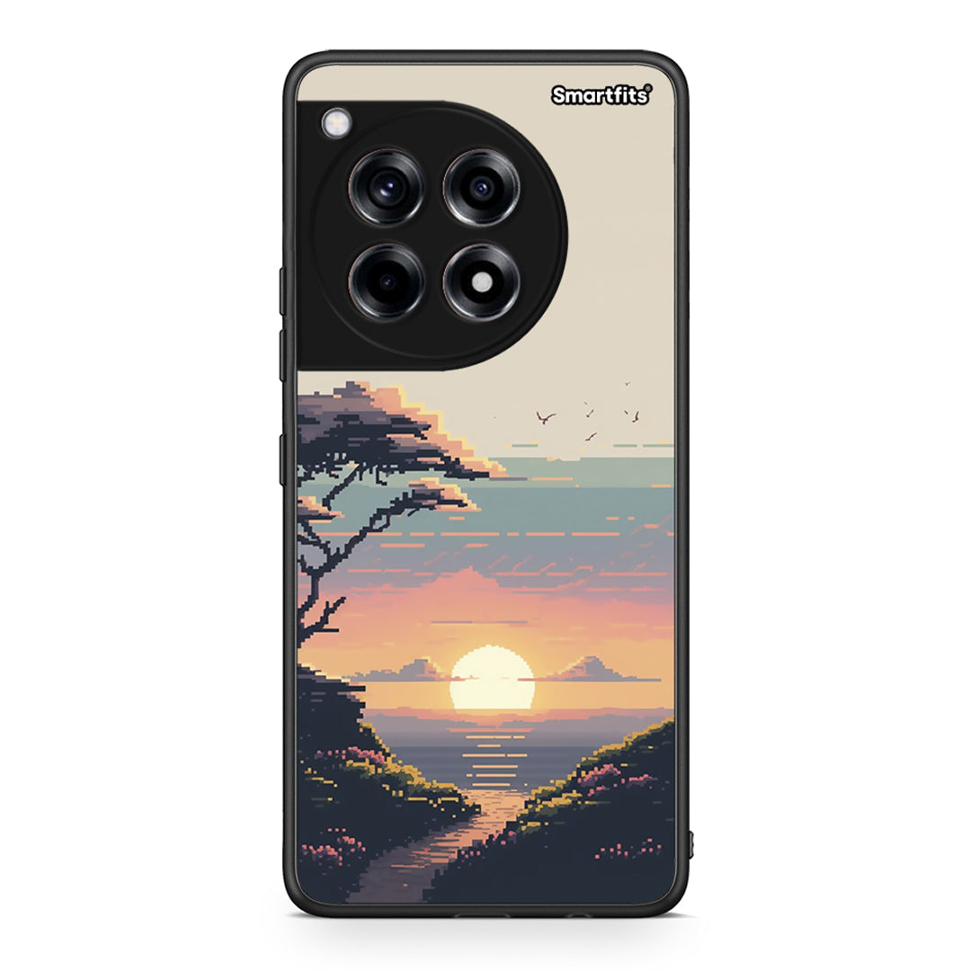 OnePlus 12 Pixel Sunset Θήκη από τη Smartfits με σχέδιο στο πίσω μέρος και μαύρο περίβλημα | Smartphone case with colorful back and black bezels by Smartfits
