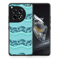 Thumbnail for Θήκη OnePlus 12 Swimming Dolphins από τη Smartfits με σχέδιο στο πίσω μέρος και μαύρο περίβλημα | OnePlus 12 Swimming Dolphins case with colorful back and black bezels