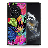 Thumbnail for Θήκη OnePlus 12 Tropical Flowers από τη Smartfits με σχέδιο στο πίσω μέρος και μαύρο περίβλημα | OnePlus 12 Tropical Flowers case with colorful back and black bezels