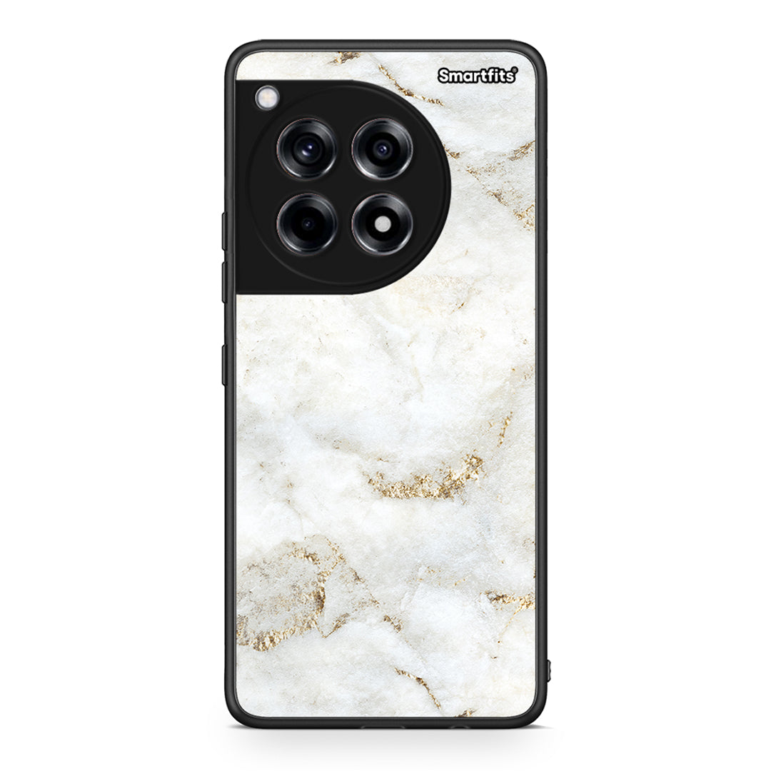 OnePlus 12 White Gold Marble θήκη από τη Smartfits με σχέδιο στο πίσω μέρος και μαύρο περίβλημα | Smartphone case with colorful back and black bezels by Smartfits
