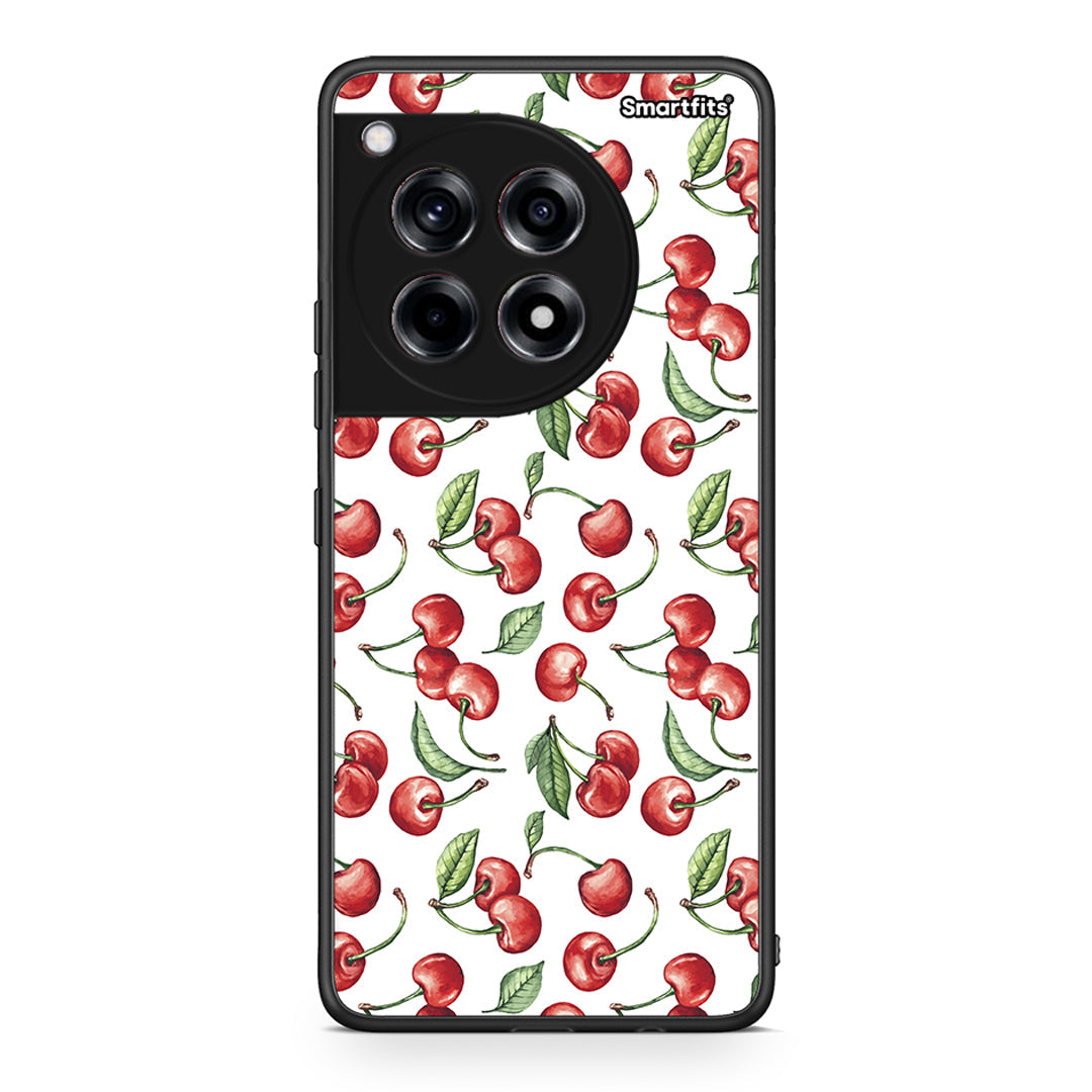 OnePlus 12R 5G Cherry Summer θήκη από τη Smartfits με σχέδιο στο πίσω μέρος και μαύρο περίβλημα | Smartphone case with colorful back and black bezels by Smartfits