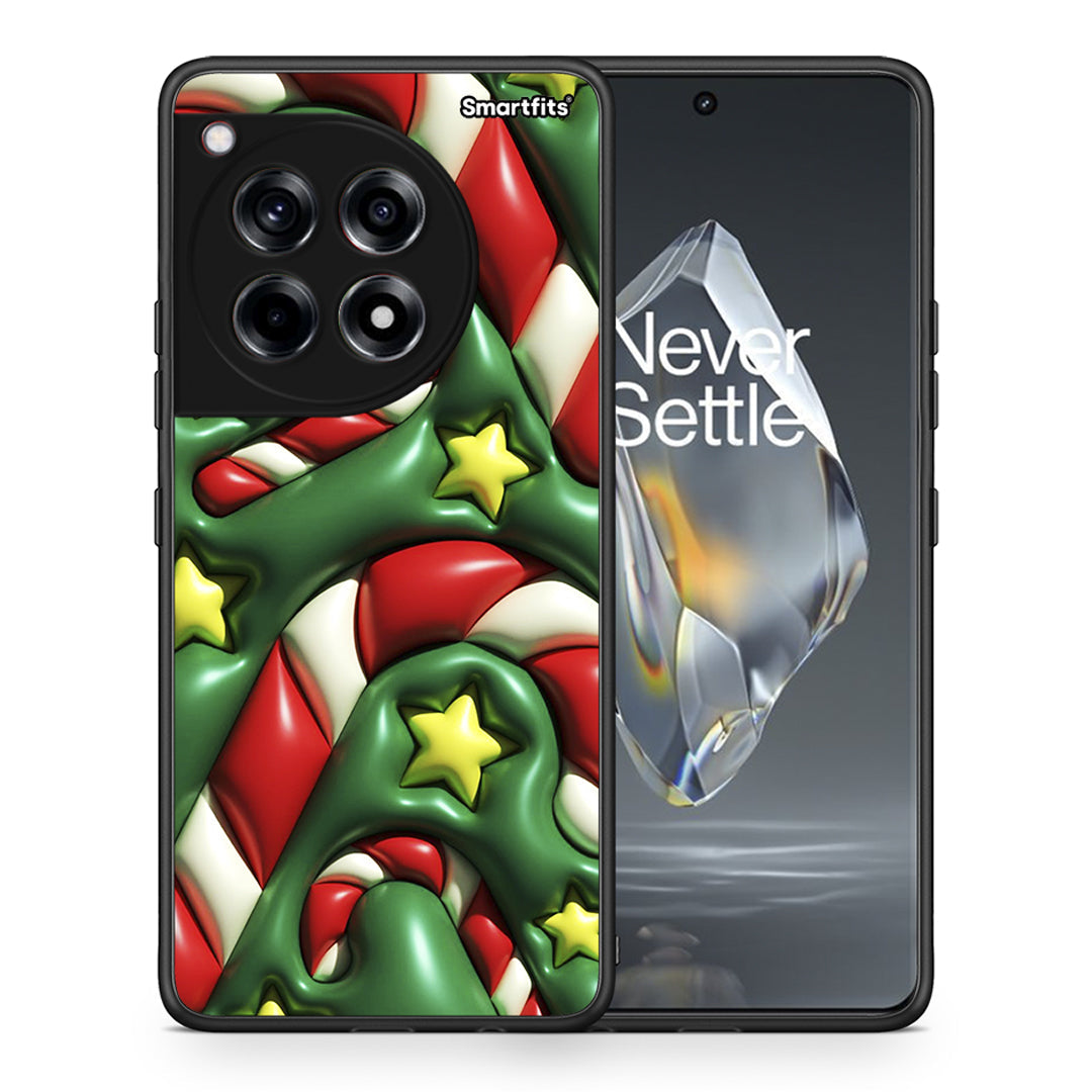 Θήκη OnePlus 12R 5G Christmas Bubbles από τη Smartfits με σχέδιο στο πίσω μέρος και μαύρο περίβλημα | OnePlus 12R 5G Christmas Bubbles case with colorful back and black bezels