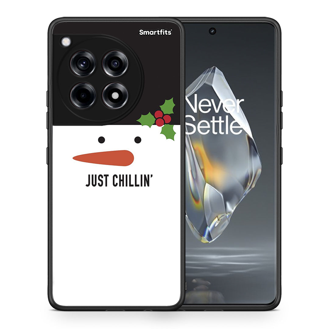 Θήκη OnePlus 12R 5G Christmas Chillin από τη Smartfits με σχέδιο στο πίσω μέρος και μαύρο περίβλημα | OnePlus 12R 5G Christmas Chillin case with colorful back and black bezels