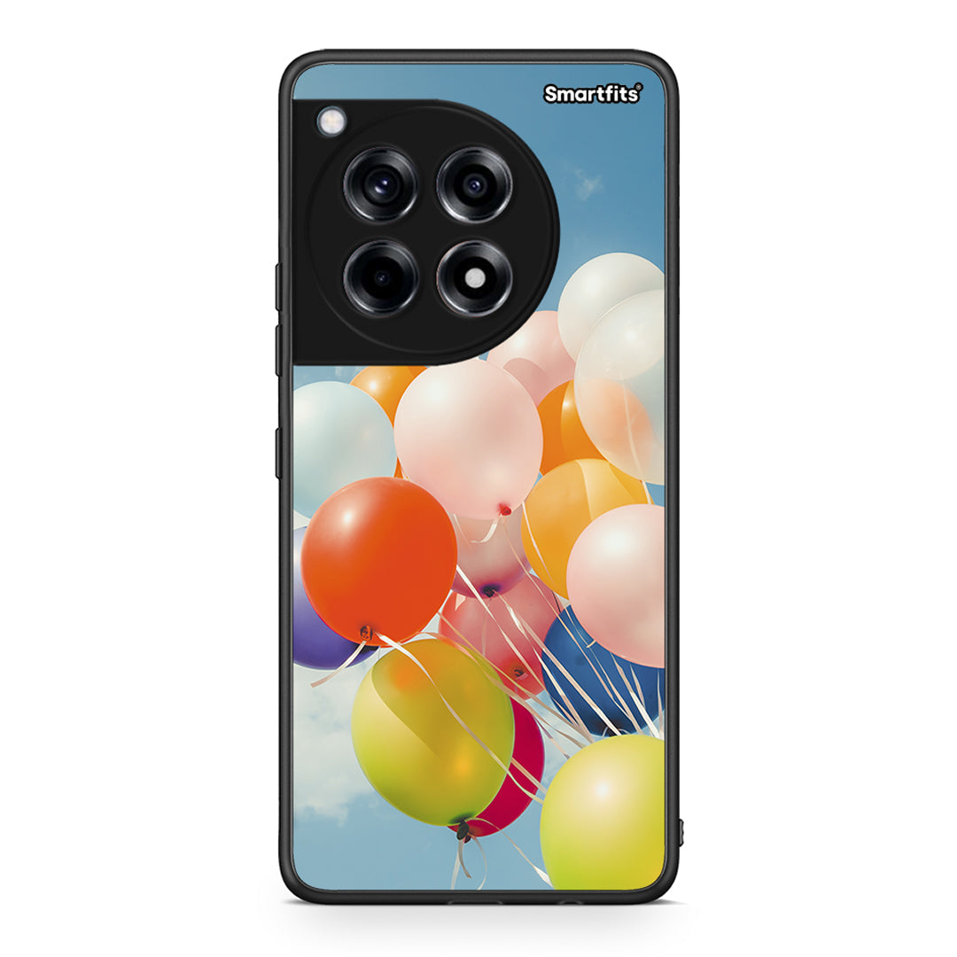 OnePlus 12R 5G Colorful Balloons θήκη από τη Smartfits με σχέδιο στο πίσω μέρος και μαύρο περίβλημα | Smartphone case with colorful back and black bezels by Smartfits