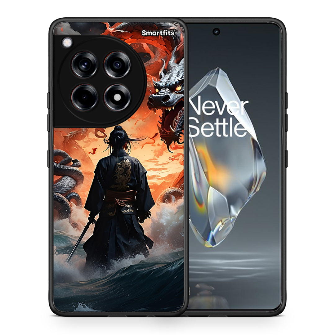 Θήκη OnePlus 12R 5G Dragons Fight από τη Smartfits με σχέδιο στο πίσω μέρος και μαύρο περίβλημα | OnePlus 12R 5G Dragons Fight case with colorful back and black bezels