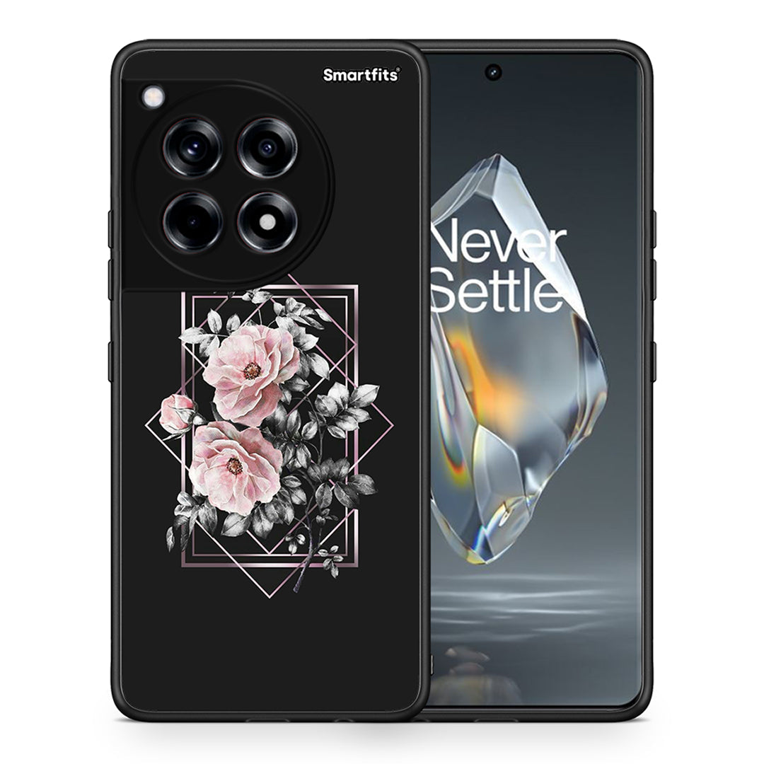 Θήκη OnePlus 12R 5G Frame Flower από τη Smartfits με σχέδιο στο πίσω μέρος και μαύρο περίβλημα | OnePlus 12R 5G Frame Flower case with colorful back and black bezels