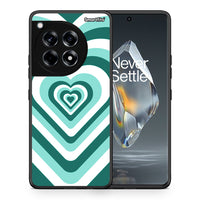 Thumbnail for Θήκη OnePlus 12R 5G Green Hearts από τη Smartfits με σχέδιο στο πίσω μέρος και μαύρο περίβλημα | OnePlus 12R 5G Green Hearts case with colorful back and black bezels