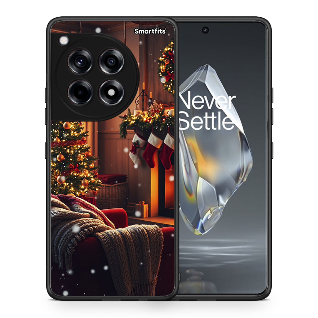 Θήκη OnePlus 12R 5G Home For Christmas από τη Smartfits με σχέδιο στο πίσω μέρος και μαύρο περίβλημα | OnePlus 12R 5G Home For Christmas case with colorful back and black bezels