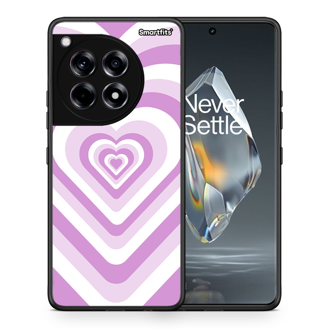 Θήκη OnePlus 12R 5G Lilac Hearts από τη Smartfits με σχέδιο στο πίσω μέρος και μαύρο περίβλημα | OnePlus 12R 5G Lilac Hearts case with colorful back and black bezels