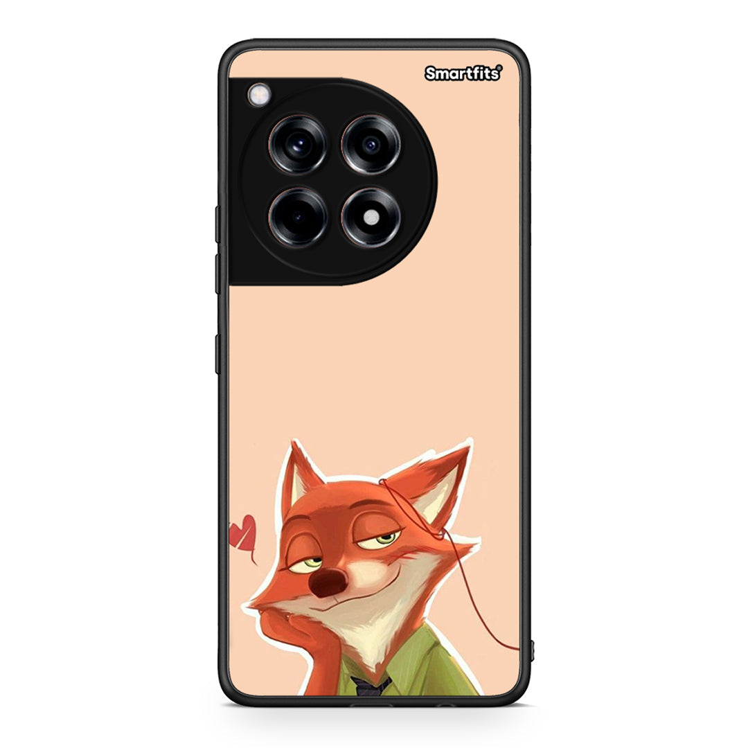 OnePlus 12R 5G Nick Wilde And Judy Hopps Love 1 θήκη από τη Smartfits με σχέδιο στο πίσω μέρος και μαύρο περίβλημα | Smartphone case with colorful back and black bezels by Smartfits