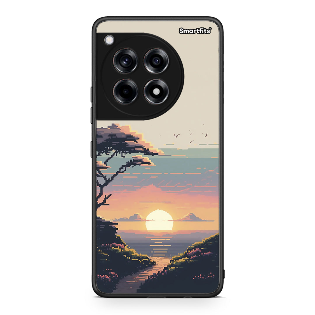 OnePlus 12R 5G Pixel Sunset Θήκη από τη Smartfits με σχέδιο στο πίσω μέρος και μαύρο περίβλημα | Smartphone case with colorful back and black bezels by Smartfits