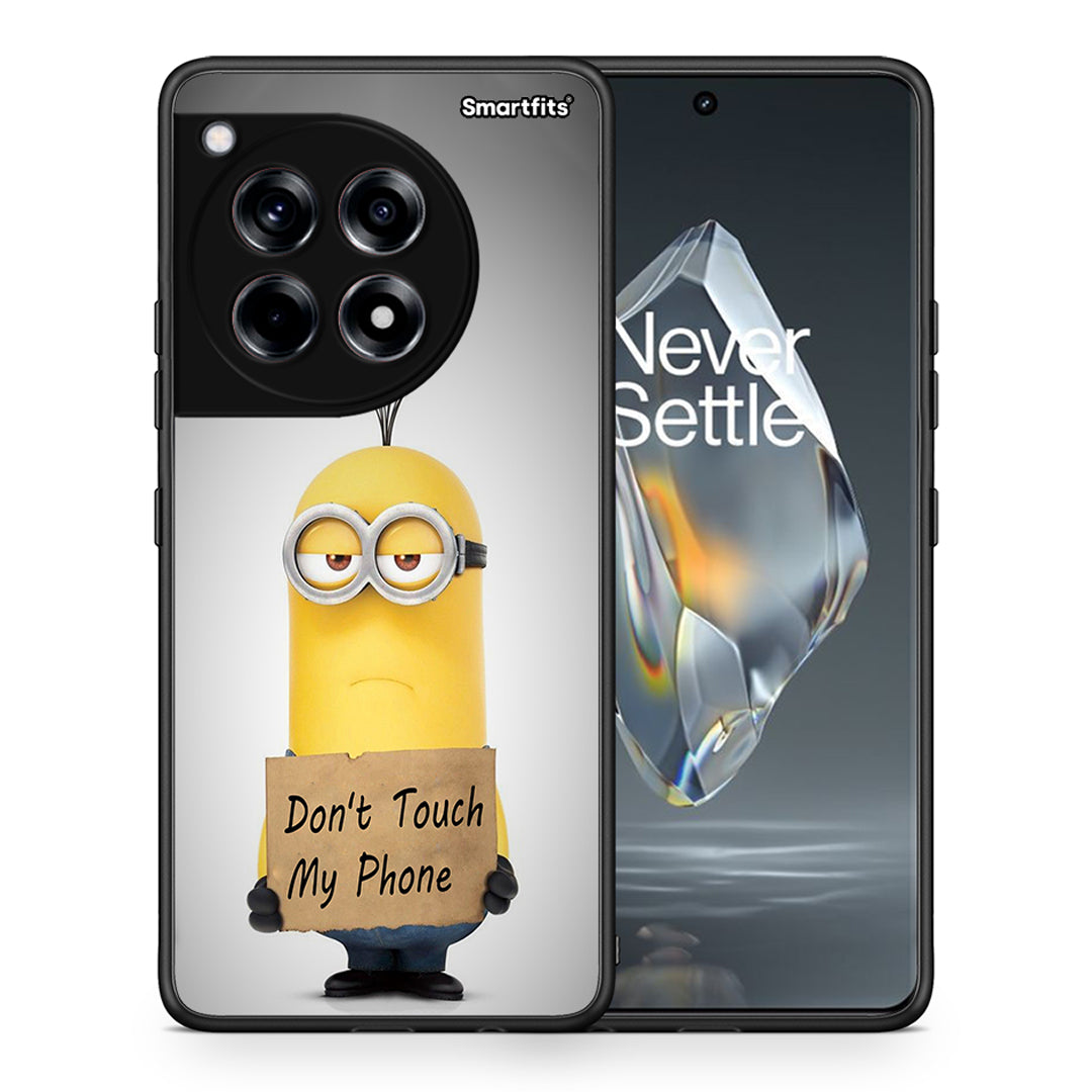 Θήκη OnePlus 12R 5G Minion Text από τη Smartfits με σχέδιο στο πίσω μέρος και μαύρο περίβλημα | OnePlus 12R 5G Minion Text case with colorful back and black bezels