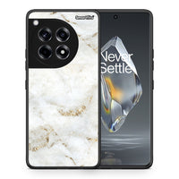 Thumbnail for Θήκη OnePlus 12R 5G White Gold Marble από τη Smartfits με σχέδιο στο πίσω μέρος και μαύρο περίβλημα | OnePlus 12R 5G White Gold Marble case with colorful back and black bezels
