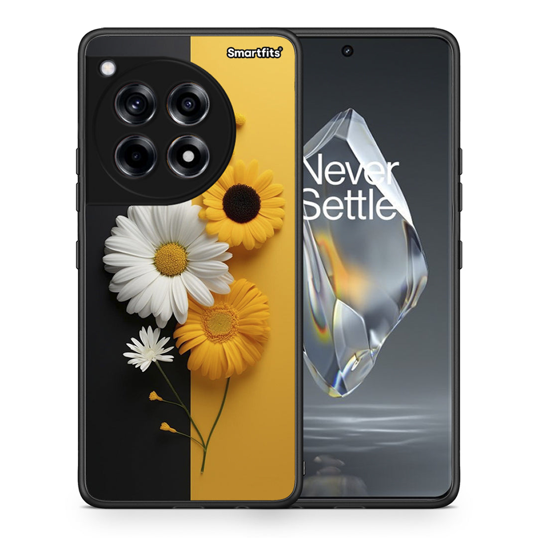 Θήκη OnePlus 12R 5G Yellow Daisies από τη Smartfits με σχέδιο στο πίσω μέρος και μαύρο περίβλημα | OnePlus 12R 5G Yellow Daisies case with colorful back and black bezels