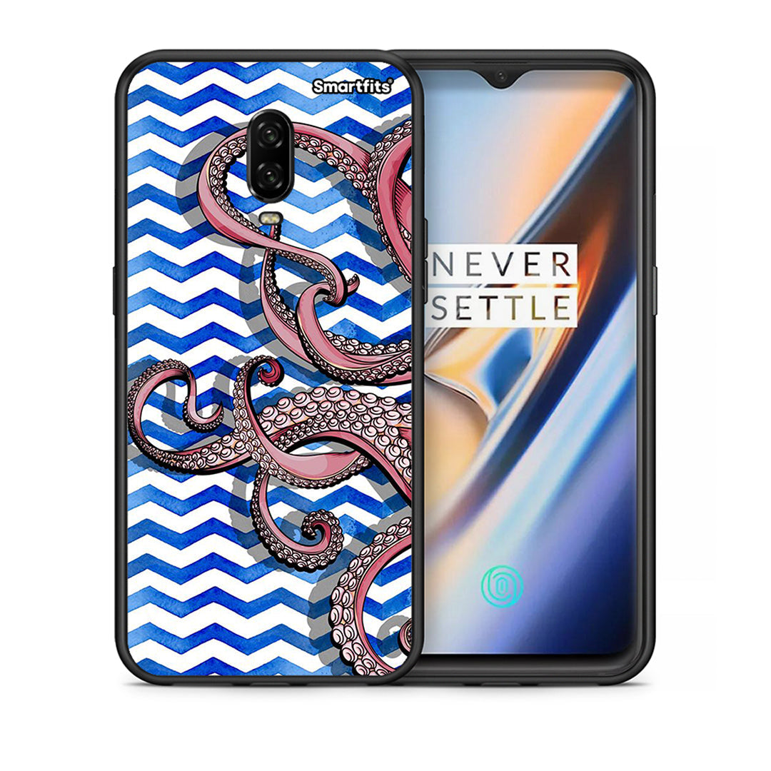 Θήκη OnePlus 6T Chevron Devilfish από τη Smartfits με σχέδιο στο πίσω μέρος και μαύρο περίβλημα | OnePlus 6T Chevron Devilfish case with colorful back and black bezels