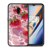 Thumbnail for Θήκη OnePlus 6T Juicy Strawberries από τη Smartfits με σχέδιο στο πίσω μέρος και μαύρο περίβλημα | OnePlus 6T Juicy Strawberries case with colorful back and black bezels