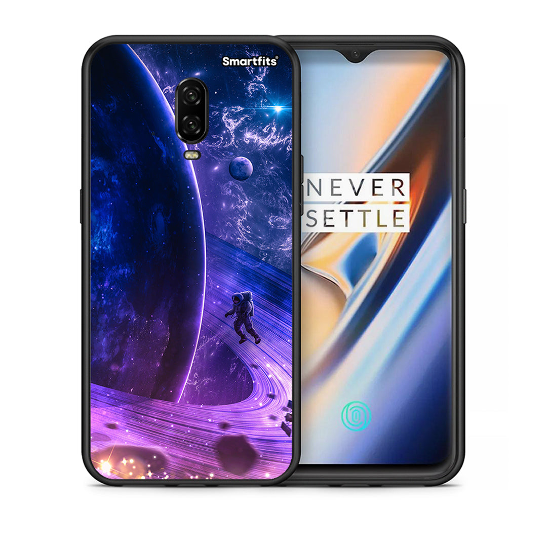 Θήκη OnePlus 6T Lost Astronaut από τη Smartfits με σχέδιο στο πίσω μέρος και μαύρο περίβλημα | OnePlus 6T Lost Astronaut case with colorful back and black bezels