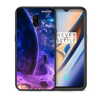 Thumbnail for Θήκη OnePlus 6T Lost Astronaut από τη Smartfits με σχέδιο στο πίσω μέρος και μαύρο περίβλημα | OnePlus 6T Lost Astronaut case with colorful back and black bezels