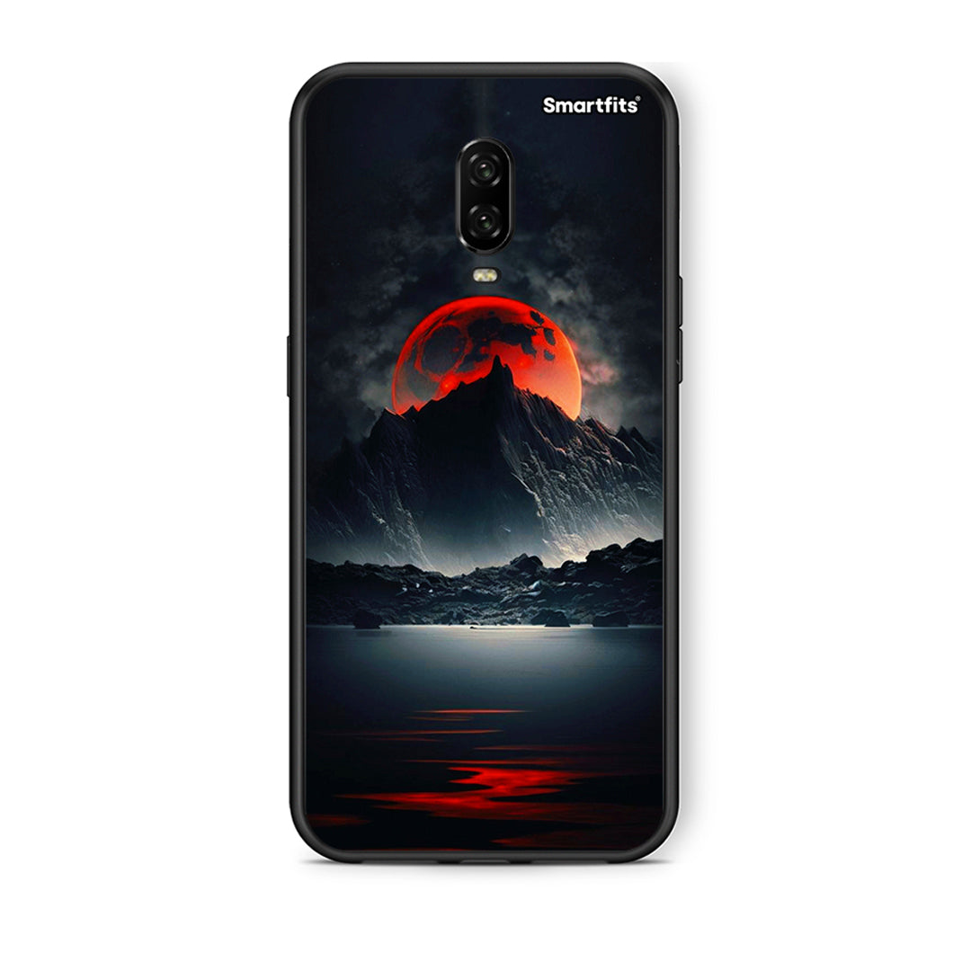 OnePlus 6T Red Full Moon θήκη από τη Smartfits με σχέδιο στο πίσω μέρος και μαύρο περίβλημα | Smartphone case with colorful back and black bezels by Smartfits