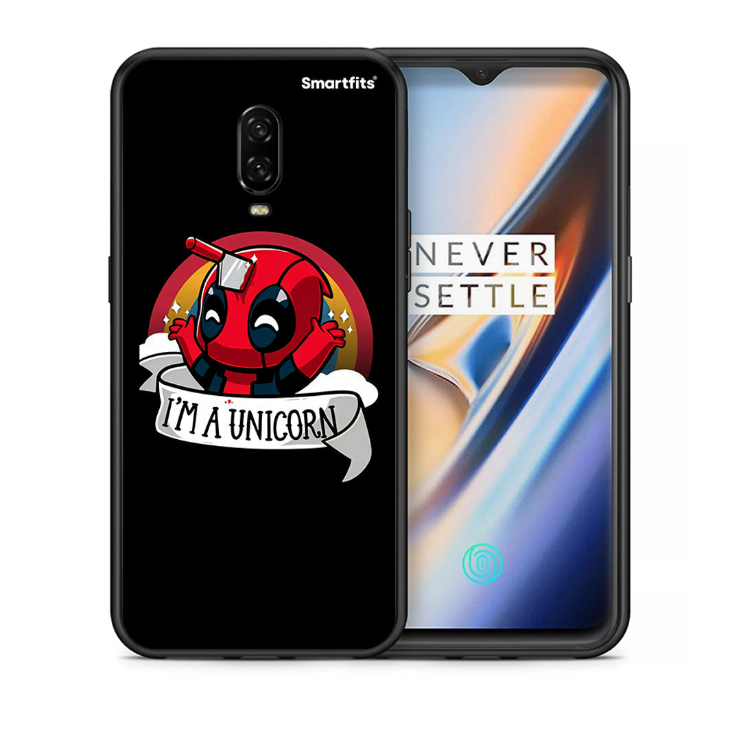 Θήκη OnePlus 6T Unicorn Deadpool από τη Smartfits με σχέδιο στο πίσω μέρος και μαύρο περίβλημα | OnePlus 6T Unicorn Deadpool case with colorful back and black bezels