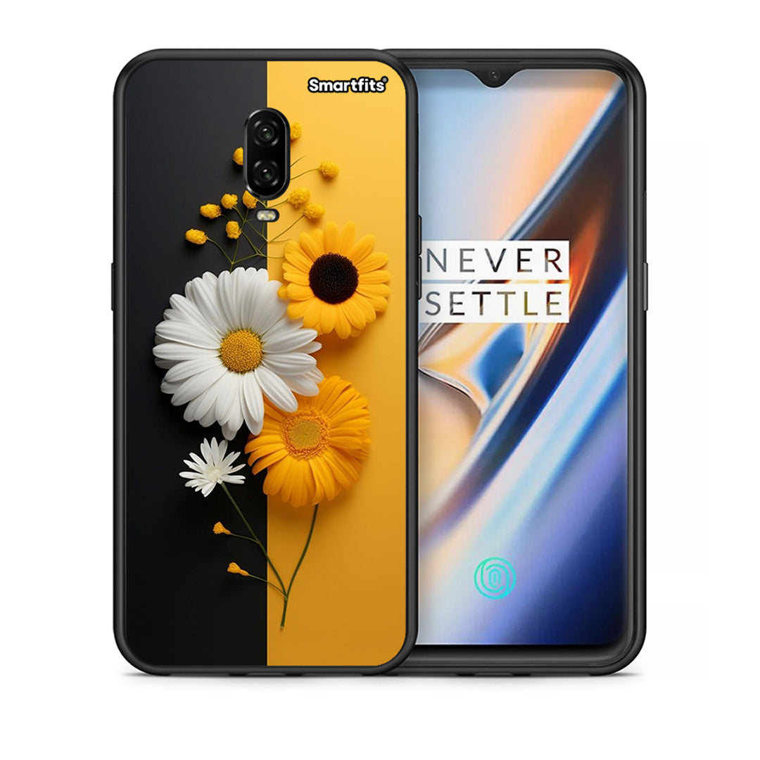 Θήκη OnePlus 6T Yellow Daisies από τη Smartfits με σχέδιο στο πίσω μέρος και μαύρο περίβλημα | OnePlus 6T Yellow Daisies case with colorful back and black bezels