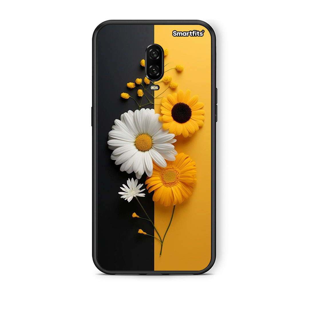 OnePlus 6T Yellow Daisies θήκη από τη Smartfits με σχέδιο στο πίσω μέρος και μαύρο περίβλημα | Smartphone case with colorful back and black bezels by Smartfits