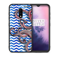 Thumbnail for Θήκη OnePlus 7 Chevron Devilfish από τη Smartfits με σχέδιο στο πίσω μέρος και μαύρο περίβλημα | OnePlus 7 Chevron Devilfish case with colorful back and black bezels