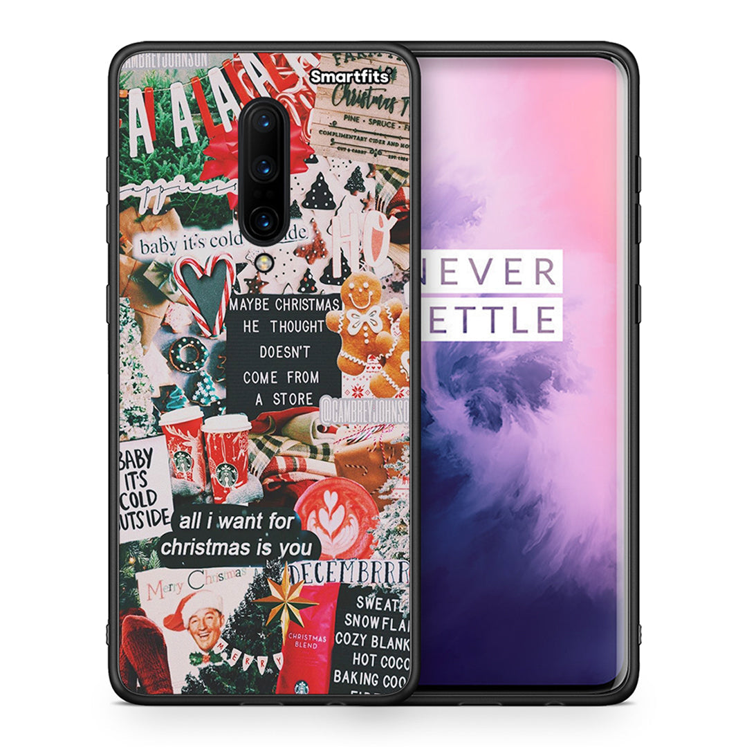 Θήκη OnePlus 7 Pro Christmas Happiness από τη Smartfits με σχέδιο στο πίσω μέρος και μαύρο περίβλημα | OnePlus 7 Pro Christmas Happiness case with colorful back and black bezels