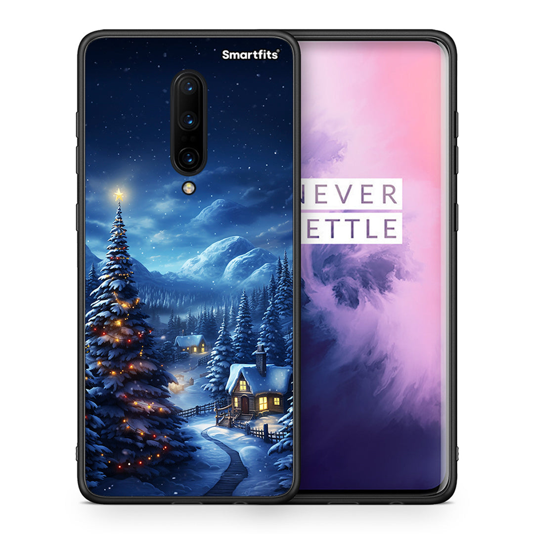 Θήκη OnePlus 7 Pro Christmas Scenery από τη Smartfits με σχέδιο στο πίσω μέρος και μαύρο περίβλημα | OnePlus 7 Pro Christmas Scenery case with colorful back and black bezels