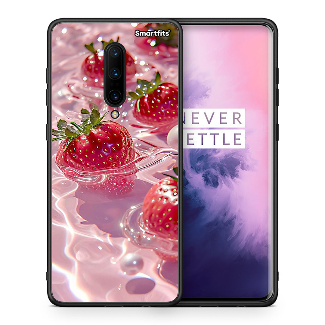 Θήκη OnePlus 7 Pro Juicy Strawberries από τη Smartfits με σχέδιο στο πίσω μέρος και μαύρο περίβλημα | OnePlus 7 Pro Juicy Strawberries case with colorful back and black bezels