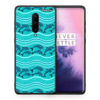 Thumbnail for Θήκη OnePlus 7 Pro Swimming Dolphins από τη Smartfits με σχέδιο στο πίσω μέρος και μαύρο περίβλημα | OnePlus 7 Pro Swimming Dolphins case with colorful back and black bezels