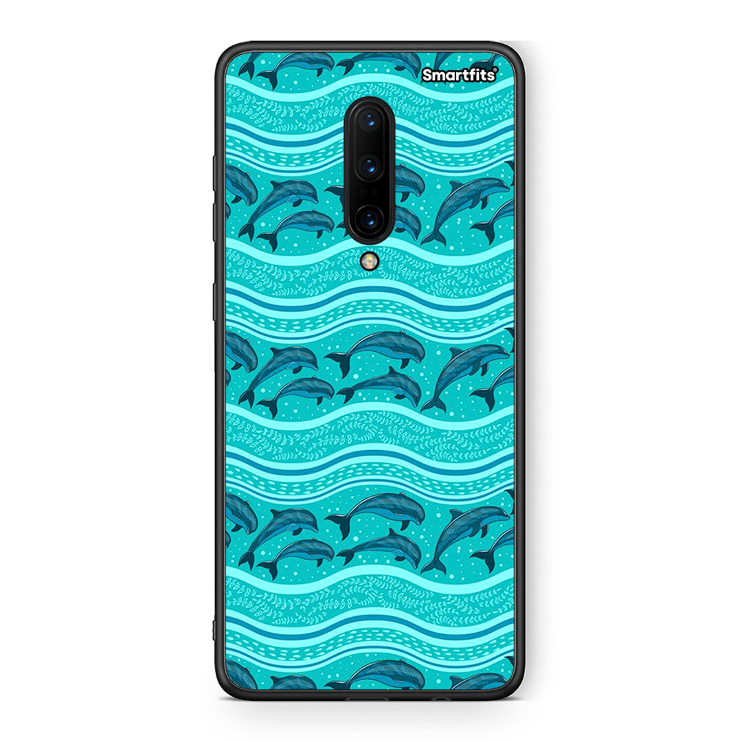 OnePlus 7 Pro Swimming Dolphins θήκη από τη Smartfits με σχέδιο στο πίσω μέρος και μαύρο περίβλημα | Smartphone case with colorful back and black bezels by Smartfits