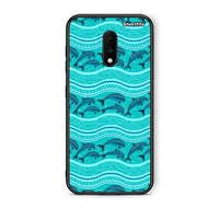 Thumbnail for OnePlus 7 Swimming Dolphins θήκη από τη Smartfits με σχέδιο στο πίσω μέρος και μαύρο περίβλημα | Smartphone case with colorful back and black bezels by Smartfits