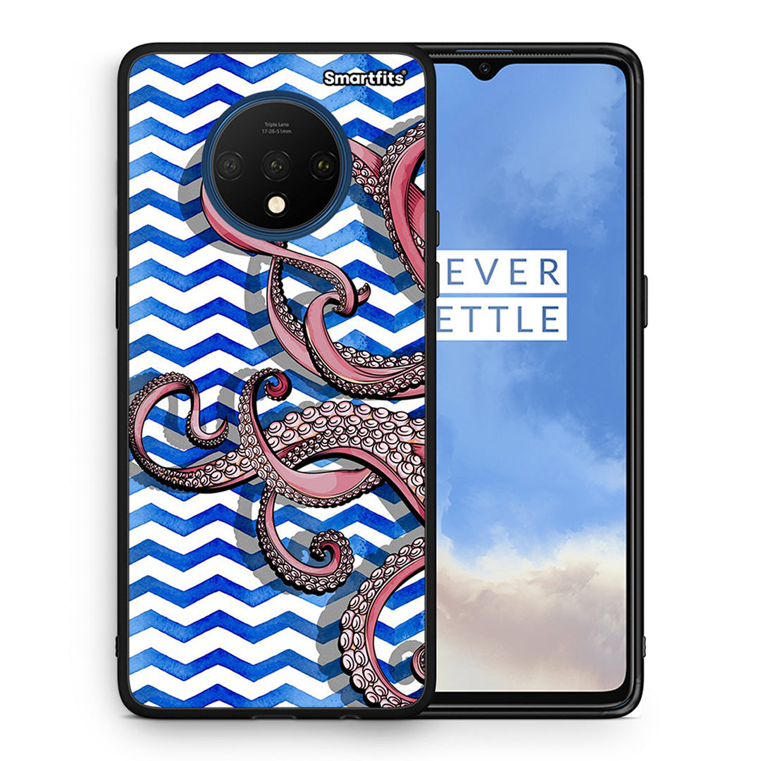 Θήκη OnePlus 7T Chevron Devilfish από τη Smartfits με σχέδιο στο πίσω μέρος και μαύρο περίβλημα | OnePlus 7T Chevron Devilfish case with colorful back and black bezels