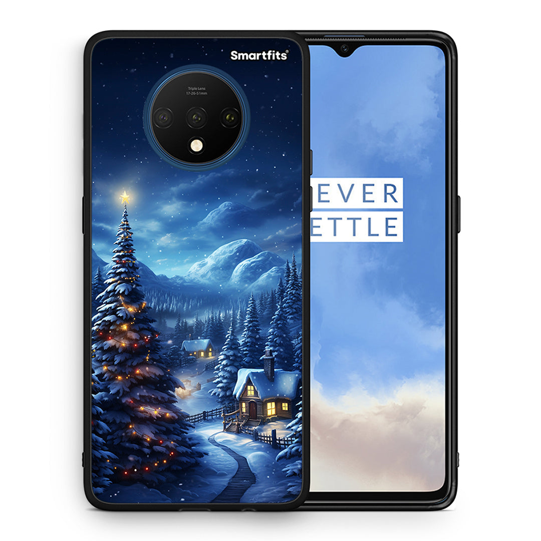 Θήκη OnePlus 7T Christmas Scenery από τη Smartfits με σχέδιο στο πίσω μέρος και μαύρο περίβλημα | OnePlus 7T Christmas Scenery case with colorful back and black bezels