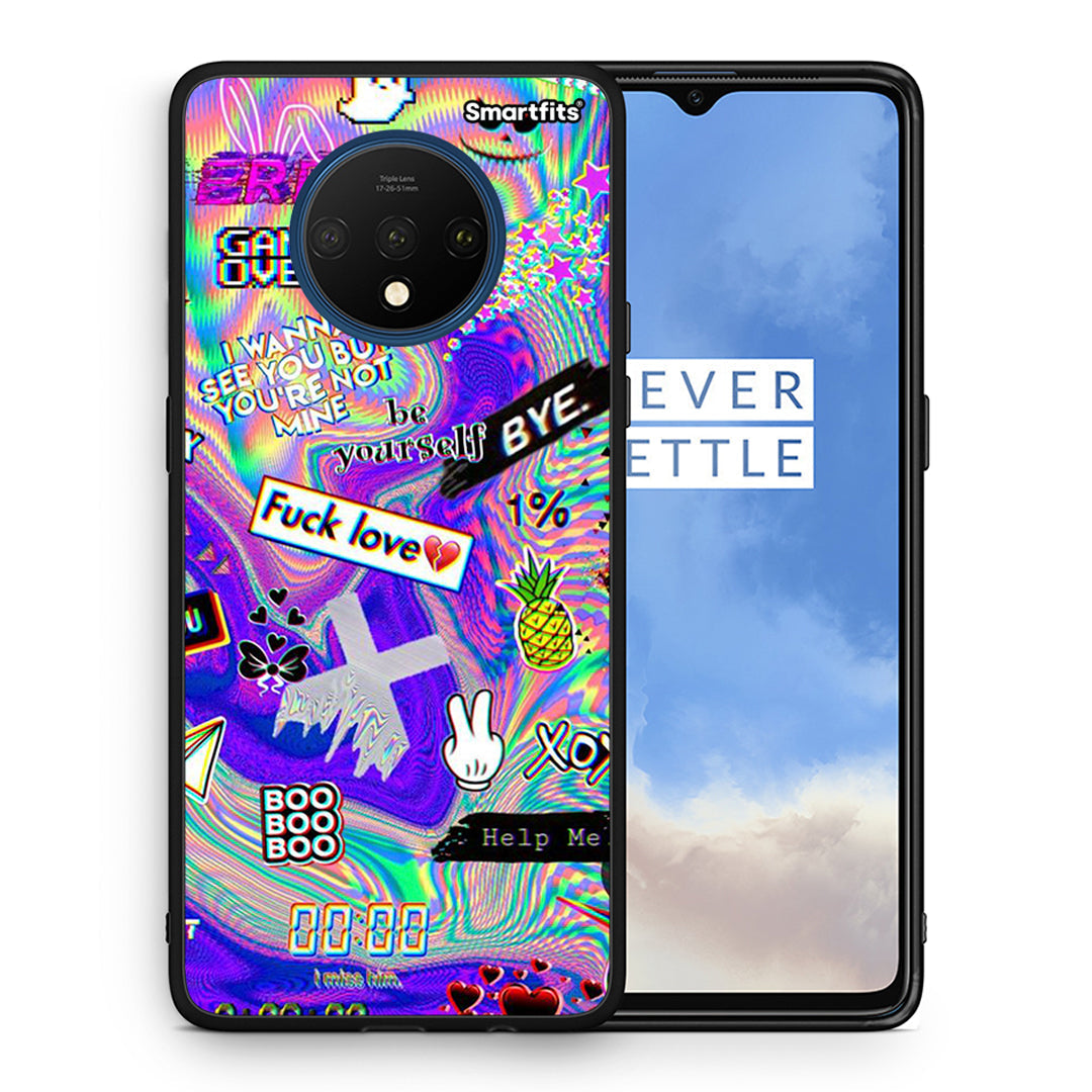 Θήκη OnePlus 7T Game Over από τη Smartfits με σχέδιο στο πίσω μέρος και μαύρο περίβλημα | OnePlus 7T Game Over case with colorful back and black bezels