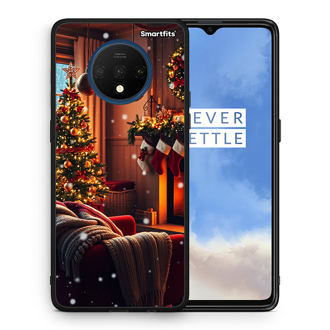 Θήκη OnePlus 7T Home For Christmas από τη Smartfits με σχέδιο στο πίσω μέρος και μαύρο περίβλημα | OnePlus 7T Home For Christmas case with colorful back and black bezels