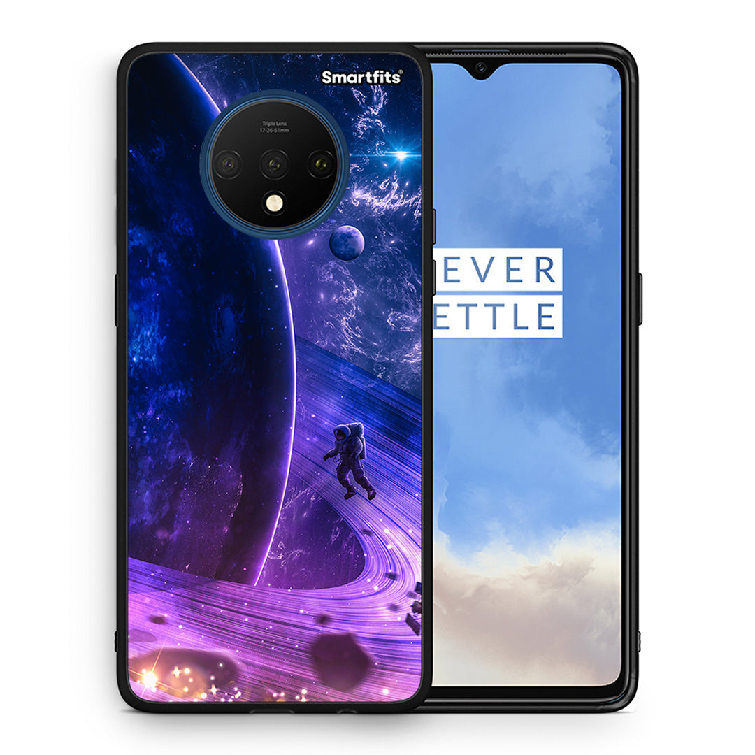 Θήκη OnePlus 7T Lost Astronaut από τη Smartfits με σχέδιο στο πίσω μέρος και μαύρο περίβλημα | OnePlus 7T Lost Astronaut case with colorful back and black bezels