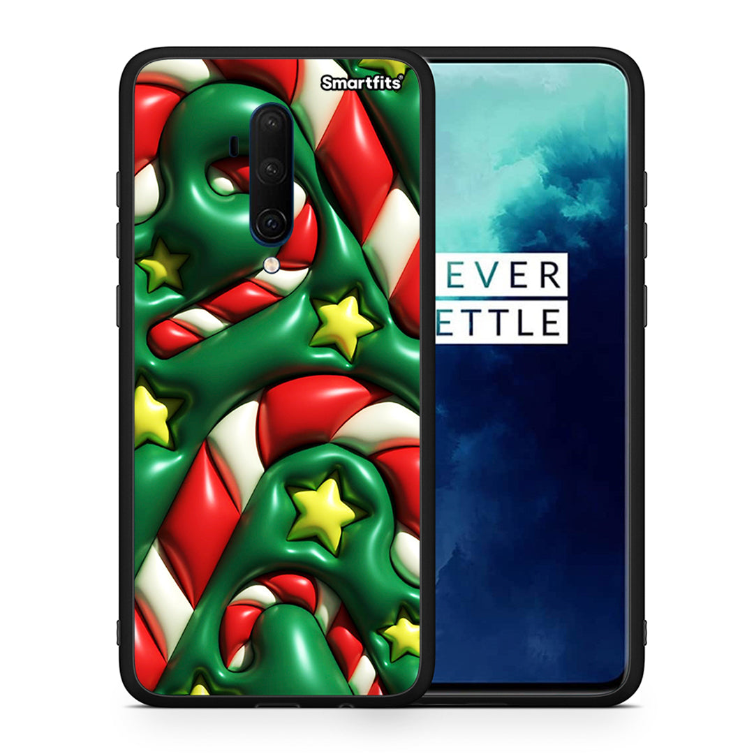 Θήκη OnePlus 7T Pro Christmas Bubbles από τη Smartfits με σχέδιο στο πίσω μέρος και μαύρο περίβλημα | OnePlus 7T Pro Christmas Bubbles case with colorful back and black bezels