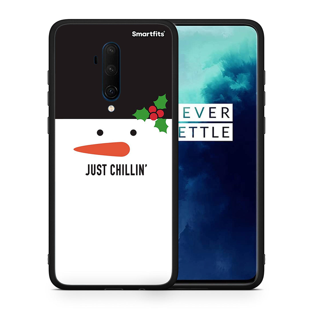 Θήκη OnePlus 7T Pro Christmas Chillin από τη Smartfits με σχέδιο στο πίσω μέρος και μαύρο περίβλημα | OnePlus 7T Pro Christmas Chillin case with colorful back and black bezels